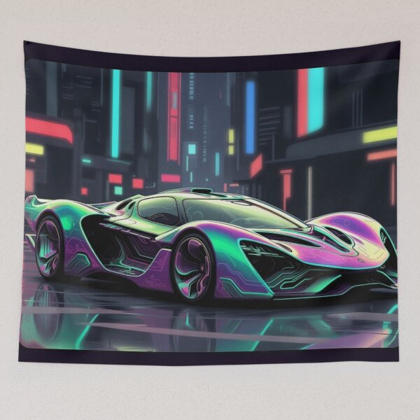 Item preview, Organic Neon Cyberpunk Hypercar Vector Poster designed and sold by Nexus Space.