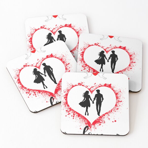 Item preview, Romantic Couple Silhouette Red Splatter Heart Art designed and sold by BRTSHA88.