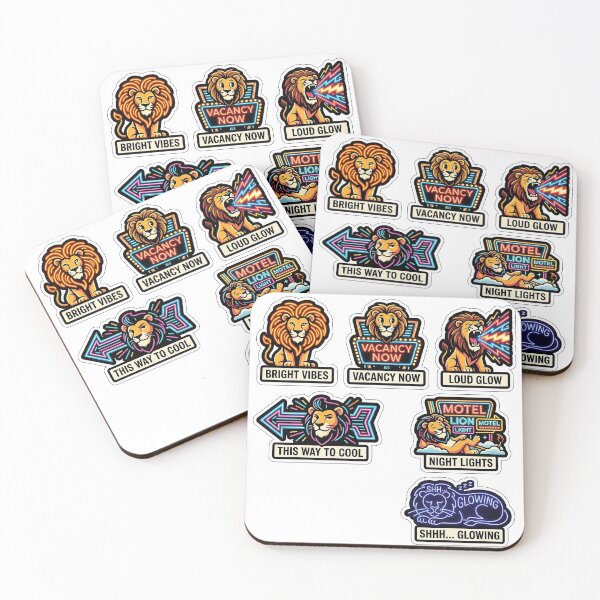 Item preview, Retro Lion Neon Light Sticker Pack - Vintage Motel & Glowing Puns designed and sold by SimpleP.