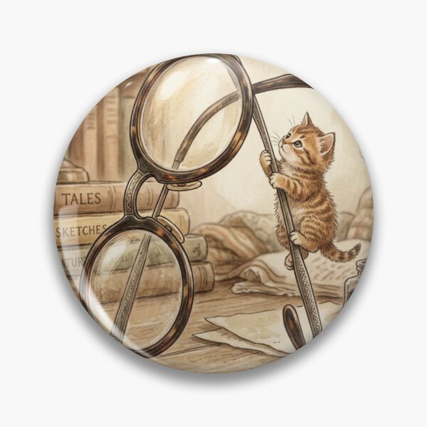 Item preview, Tiny Kitten Playing on Giant Vintage Glasses Miniature Illustration designed and sold by DuckOddity.