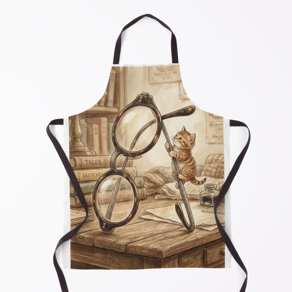 Item preview, Tiny Kitten Playing on Giant Vintage Glasses Miniature Illustration designed and sold by DuckOddity.