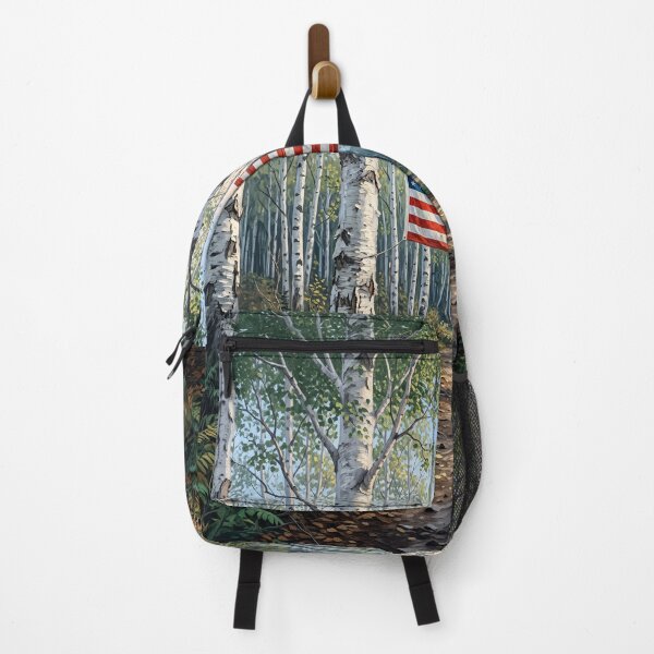 Item preview, American Flag In White Birch Tree Forest designed and sold by Home Decor Art.