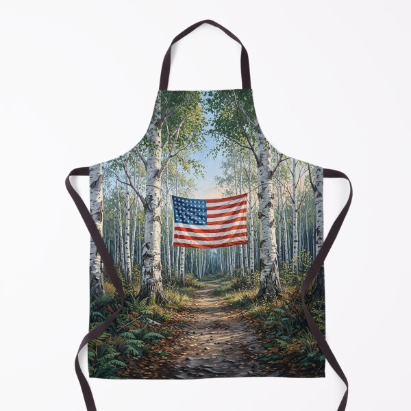 Item preview, American Flag In White Birch Tree Forest designed and sold by Home Decor Art.