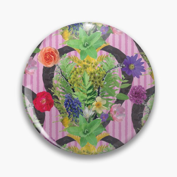 Item preview, Spring Flower & Foliage Arrangement on Pink Stripes designed and sold by Digitalmyth's Designs.