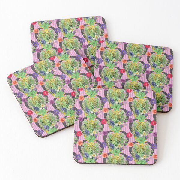Item preview, Spring Flower & Foliage Arrangement on Pink Stripes designed and sold by Digitalmyth's Designs.