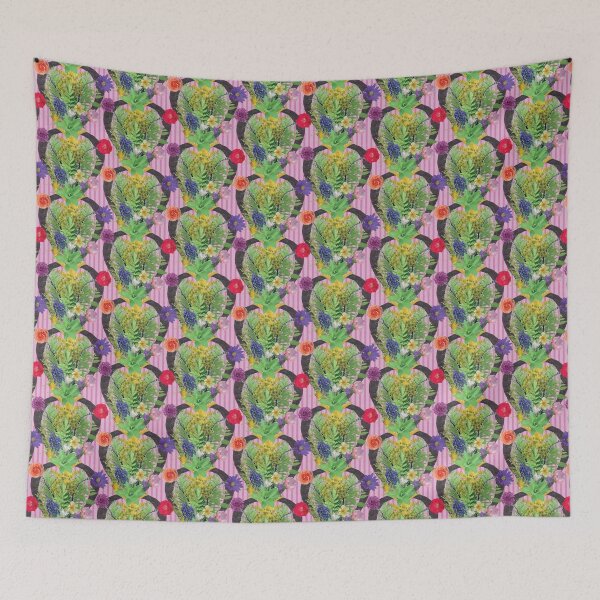 Item preview, Spring Flower & Foliage Arrangement on Pink Stripes designed and sold by Digitalmyth's Designs.