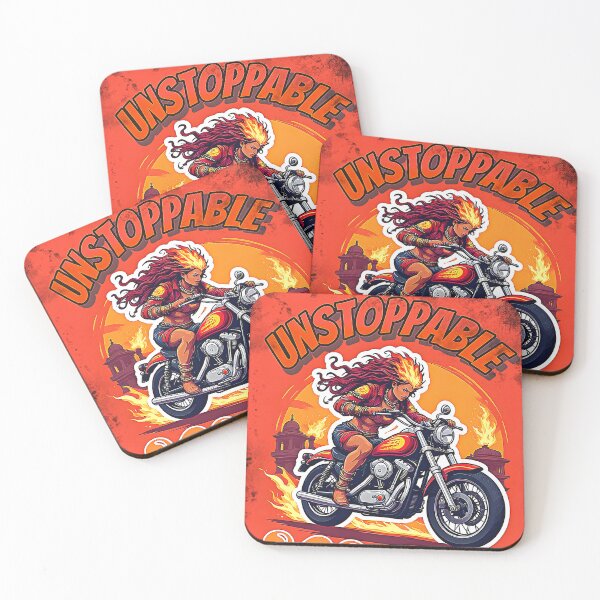 Item preview, Vintage Unstoppable Ride Fiery Biker Goddess  designed and sold by Neer arts.