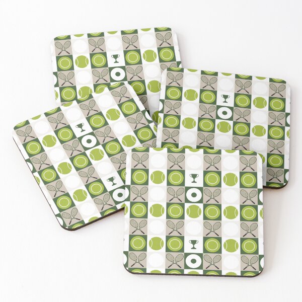 Item preview, Classic Tennis Checkerboard Seamless Pattern – Green & Beige Rackets & Trophies designed and sold by Midnight Veil Designs.