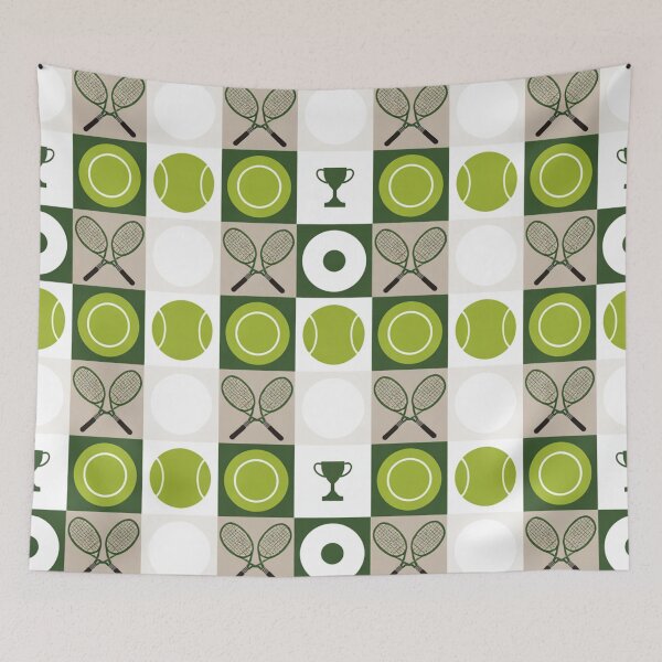 Item preview, Classic Tennis Checkerboard Seamless Pattern – Green & Beige Rackets & Trophies designed and sold by Midnight Veil Designs.