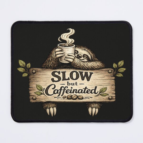 Item preview, Slow but Caffeinated Sloth Coffee Vintage Wood Sign designed and sold by NowaPrintNest.