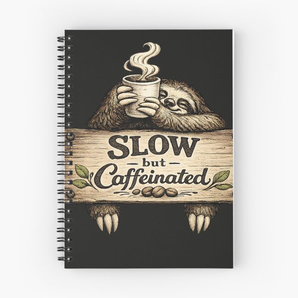 Item preview, Slow but Caffeinated Sloth Coffee Vintage Wood Sign designed and sold by NowaPrintNest.