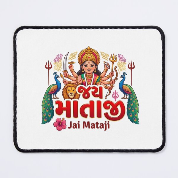 Item preview, Jai Mataji Sticker | Maa Durga Gujarati Devotional Sticker | Hindu Goddess Vinyl Decal designed and sold by BhaktiVerse.