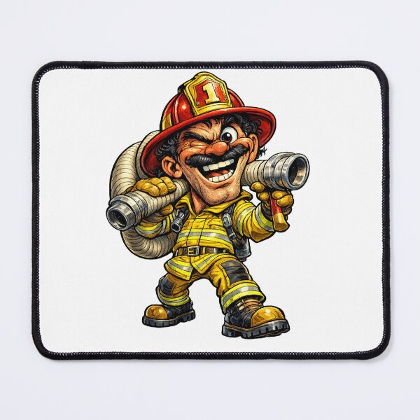 Item preview, Firefighter Cartoon designed and sold by AlexLineArt.