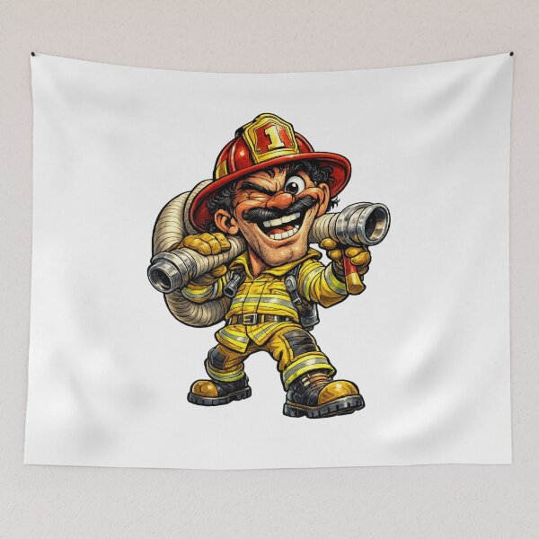 Item preview, Firefighter Cartoon designed and sold by AlexLineArt.