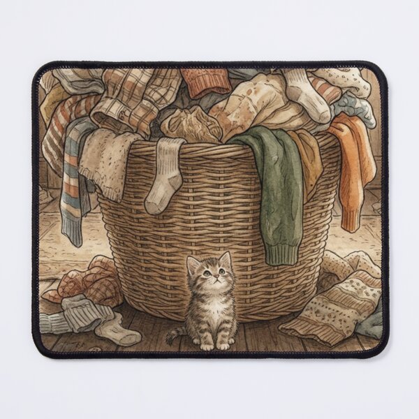 Item preview, Tiny Kitten Playing on Giant Vintage Glasses Miniature Illustration designed and sold by DuckOddity.