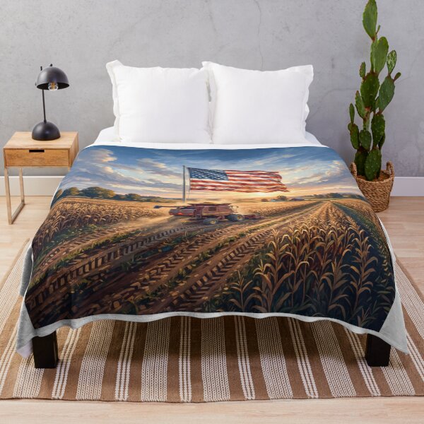 Item preview, American Flag Corn Field Farm Harvest designed and sold by Home Decor Art.