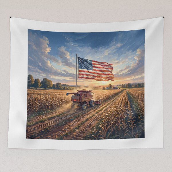 Item preview, American Flag Corn Field Farm Harvest designed and sold by Home Decor Art.