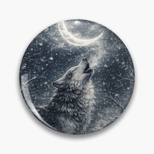 Item preview, Howling Wolf Crescent Moon Dark Forest Winter Illustration Design designed and sold by irfanshikh.