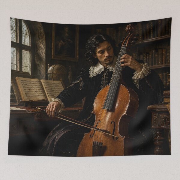 Item preview, Baroque Echoes: The Vintage Oil Painting Art of a Viol Master  designed and sold by DoReMiStudio.