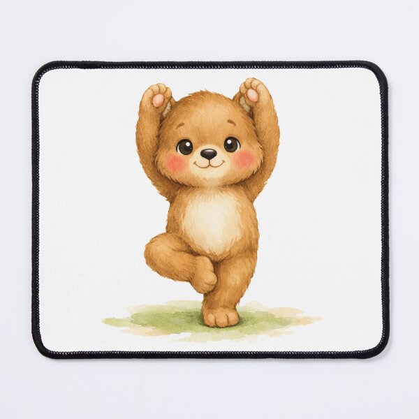 Item preview, Tree Pose Bear Yoga Watercolor Print designed and sold by YogiAnimalArt.