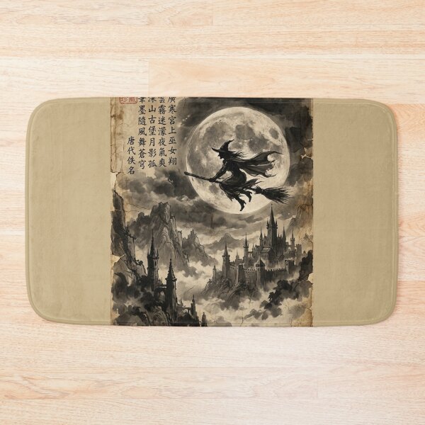 Item preview, Witch Flight Under the Full Moon Sumi-e Ink Wash designed and sold by DuckOddity.