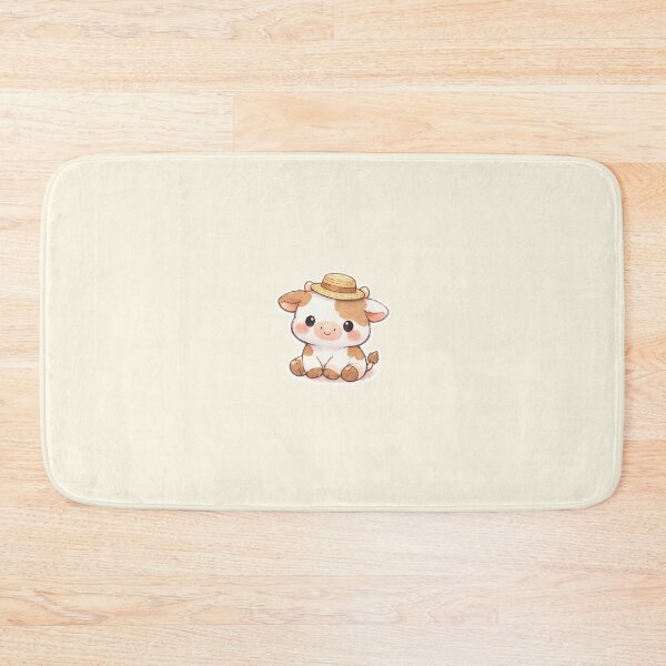 Item preview, Kawaii Chibi Baby Cow in Straw Hat Cottagecore Aesthetic Sticker designed and sold by mijaczeek.