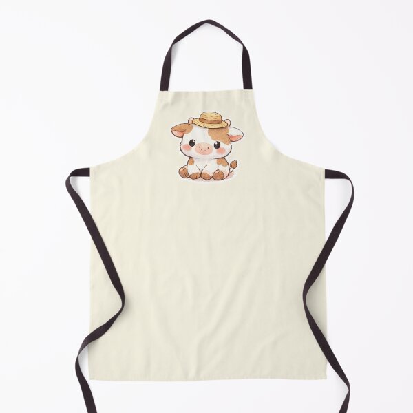 Item preview, Kawaii Chibi Baby Cow in Straw Hat Cottagecore Aesthetic Sticker designed and sold by mijaczeek.