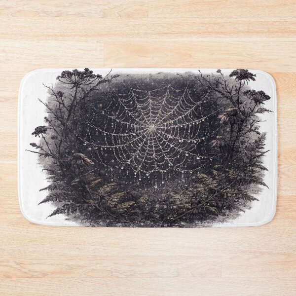 Item preview, Spider Web Dark Forest Dewdrops Gothic Nature Illustration Design designed and sold by irfanshikh.