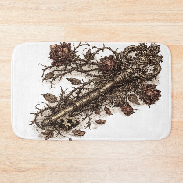 Item preview, Ornate Vintage Key Roses Thorns Dark Fantasy Illustration Design designed and sold by irfanshikh.