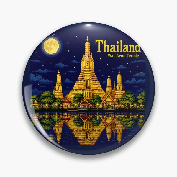Item preview, Bangkok Temple Pixel Art - Retro Gaming 8bits Thailand Travel designed and sold by Kittcatking.