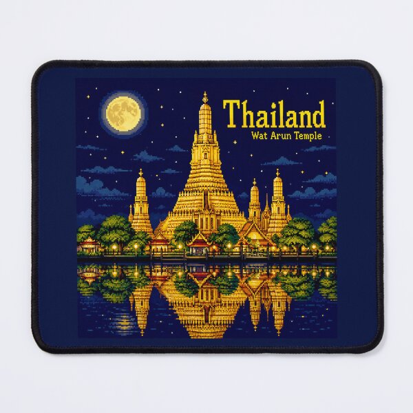 Item preview, Bangkok Temple Pixel Art - Retro Gaming 8bits Thailand Travel designed and sold by Kittcatking.