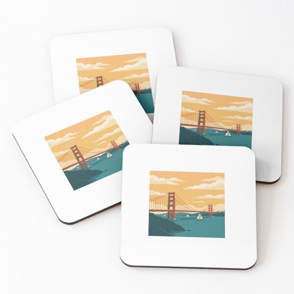 Item preview, Retro Golden Gate Bridge coaster set designed and sold by ResonateUK.