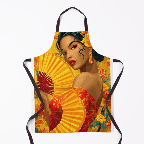 Item preview, Elegant Woman with Fan in Vibrant Floral Setting designed and sold by Artessie.