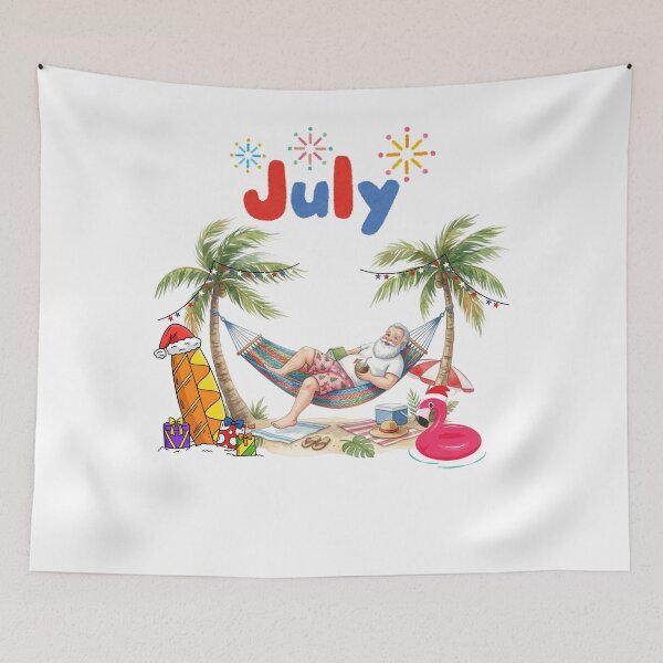 Item preview, Christmas in July Santa Claus Relaxing on Tropical Beach designed and sold by VibranPalette.