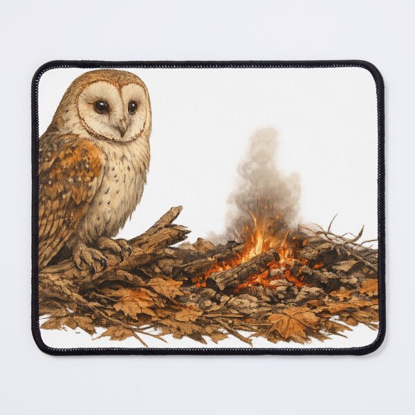 Item preview, Barn Owl Campfire Cozy Woodland Nature Illustration Design designed and sold by irfanshikh.