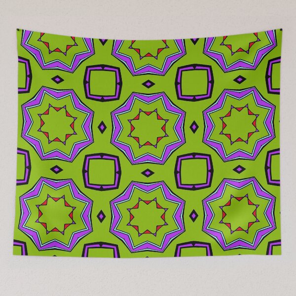 Item preview, Vibrant Green, Purple and Red Geometric Mandala designed and sold by Tinsleybluebell.