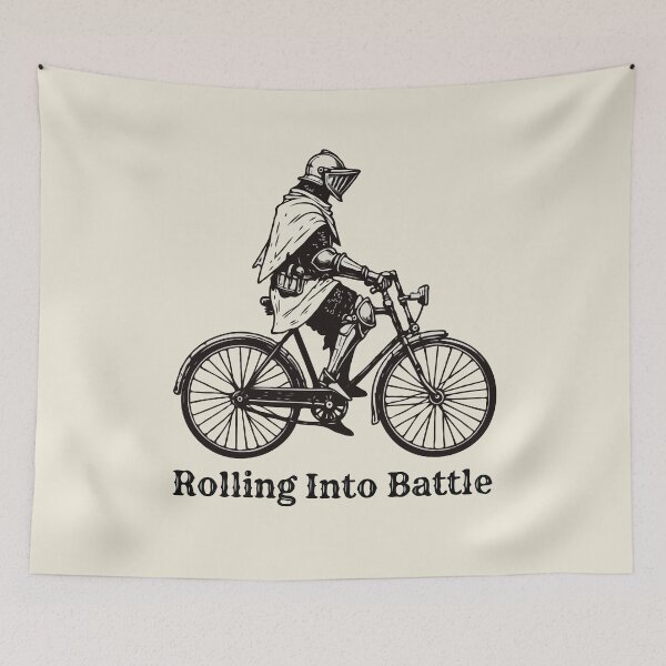 Item preview, Medieval Knight On Bicycle Rolling Into Battle  designed and sold by Gkinoki.