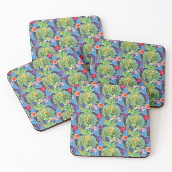 Item preview, Spring Flower & Foliage Arrangement on Blue Stripes designed and sold by Digitalmyth's Designs.