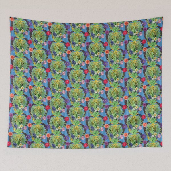 Item preview, Spring Flower & Foliage Arrangement on Blue Stripes designed and sold by Digitalmyth's Designs.