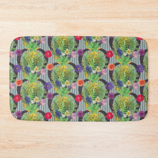 Item preview, Spring Flower & Foliage Arrangement on Gray Stripes designed and sold by Digitalmyth's Designs.