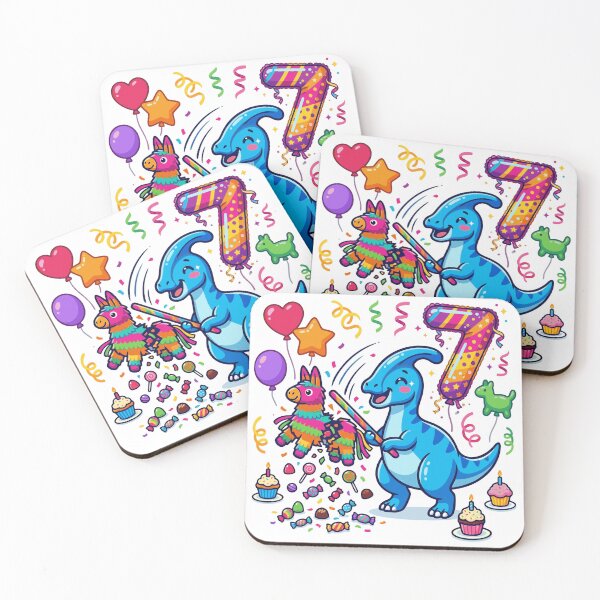 Item preview, 7th blue Parasaur birthday dino lover with piñata designed and sold by Tronstell.