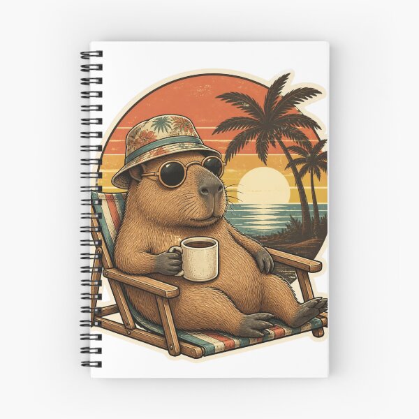 Item preview, Cute Capybara Retro Sunset Coffee Lover Sticker | Vintage Animal Design designed and sold by Brain shot.