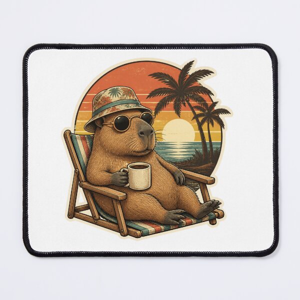 Item preview, Cute Capybara Retro Sunset Coffee Lover Sticker | Vintage Animal Design designed and sold by Brain shot.