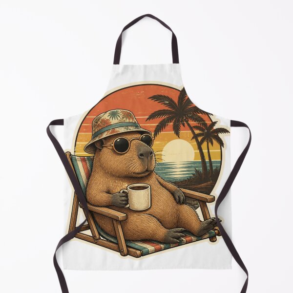Item preview, Cute Capybara Retro Sunset Coffee Lover Sticker | Vintage Animal Design designed and sold by Brain shot.