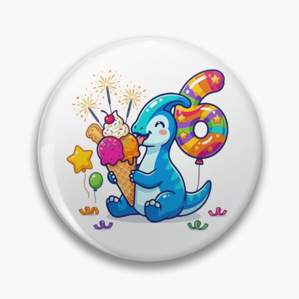 Item preview, 6th blue Parasaur birthday dino lover ice cream cone designed and sold by Tronstell.