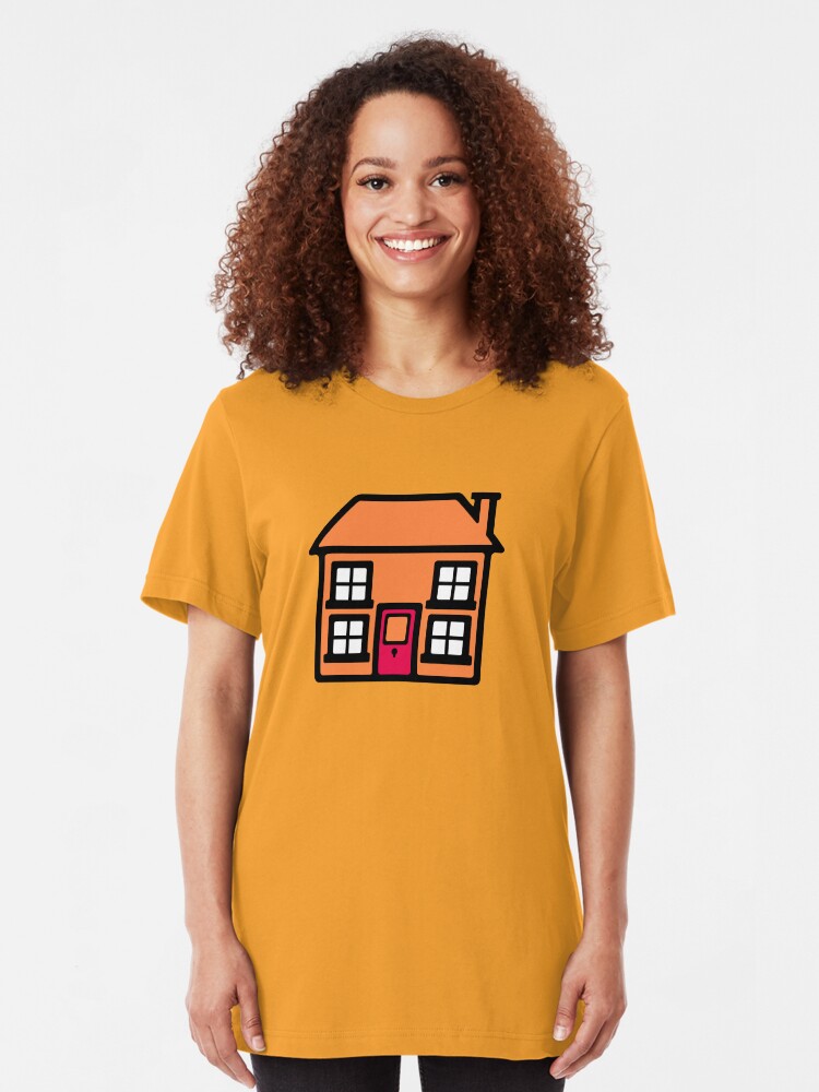Alternate view of Retro TV Play School house logo graphic Slim Fit T-Shirt