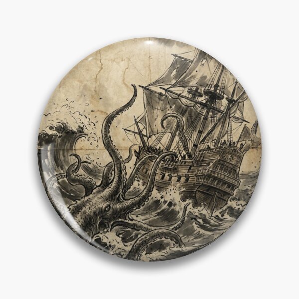 Item preview, Ancient Galleon vs Sea Monster Sumi-e Ink Wash designed and sold by DuckOddity.