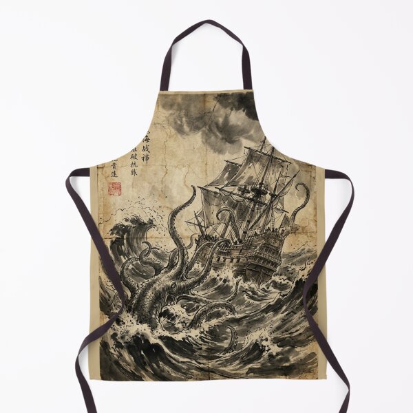 Item preview, Ancient Galleon vs Sea Monster Sumi-e Ink Wash designed and sold by DuckOddity.