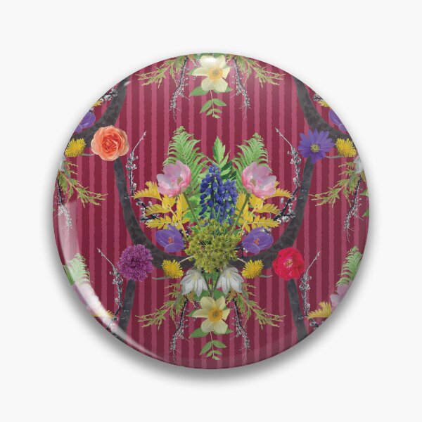 Item preview, Spring Flower & Wide Foliage Arrangement on Red Stripes designed and sold by Digitalmyth's Designs.