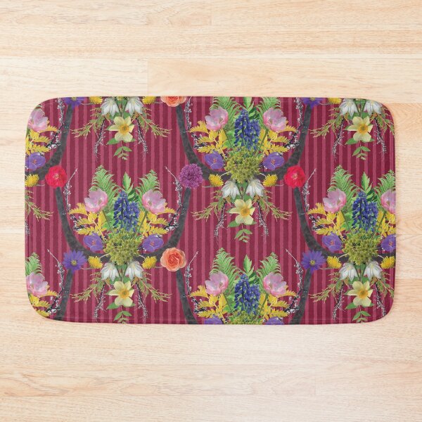 Item preview, Spring Flower & Wide Foliage Arrangement on Red Stripes designed and sold by Digitalmyth's Designs.